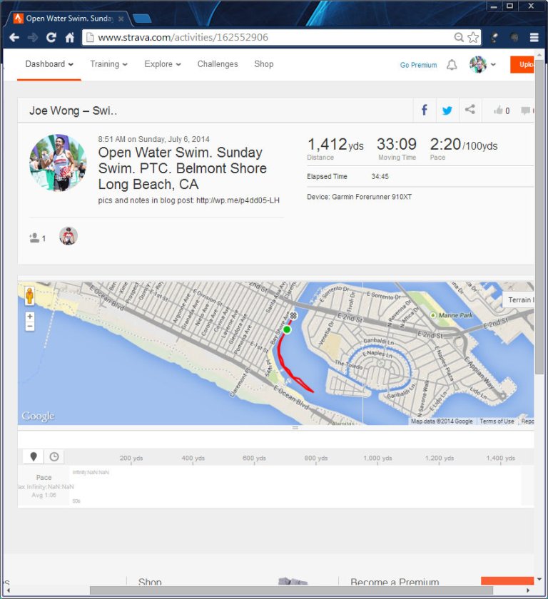 Open Water Swim. Sunday Swim. PTC. Belmont Shore Long Beach, CA  Swim  Strava - Google Chrome 762014 120319 PM