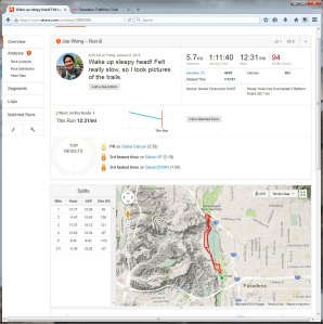 Wake up sleepy head! Felt really slow, so I took pictures of the trails. Run Strava - Mozilla Firefox 192015 101341 AM
