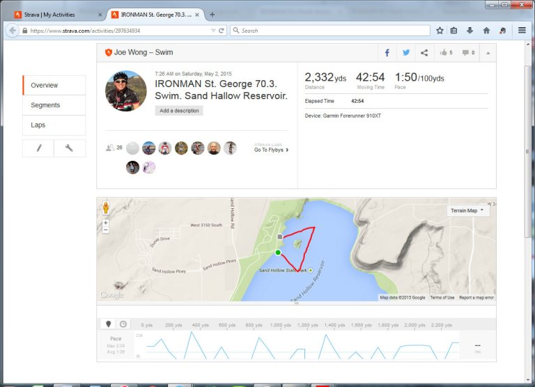 IRONMAN St. George 70.3. Swim. Sand Hallow Reservoir.  Swim  Strava - Mozilla Firefox 552015 83219 PM