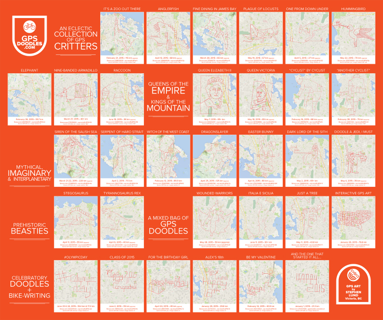 GPSdoodles.com Garmin GPS Strava art by Stephen Lund in Victoria BC street art urban art GPS=tracking art