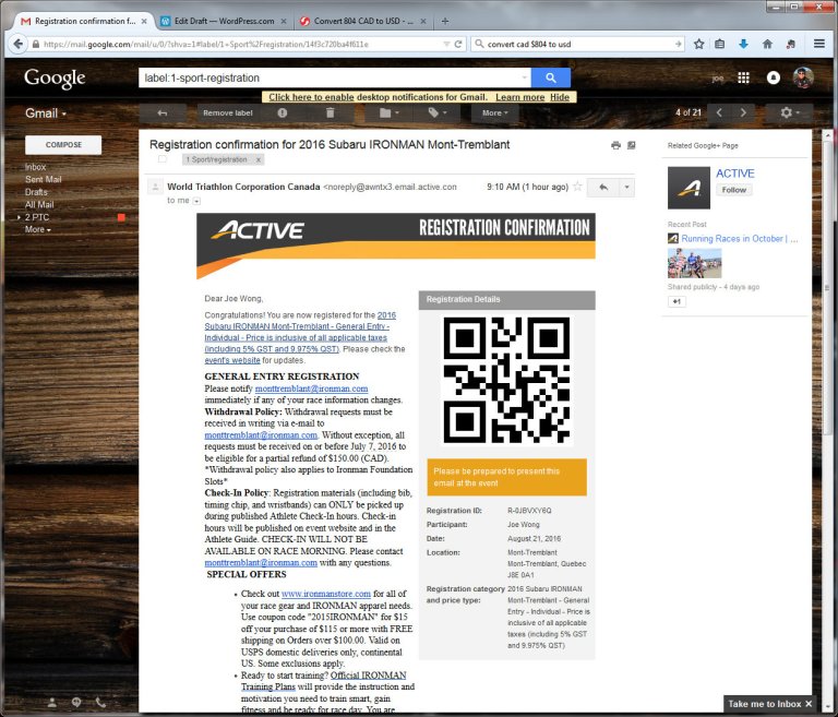 Registration confirmation for 2016 Subaru IRONMAN Mont-Tremblant - joe.wong.blueblanket@gmail.com - Gmail - Mozilla Firefox 8172015 103444 AM