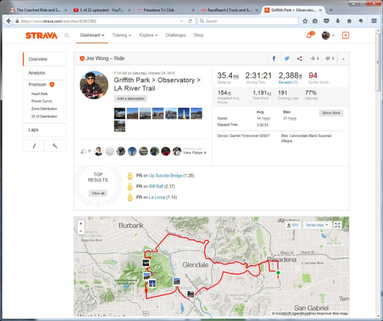 Griffith Park  Observatory  LA River Trail  Ride  Strava - Mozilla Firefox 10242015 52147 PM